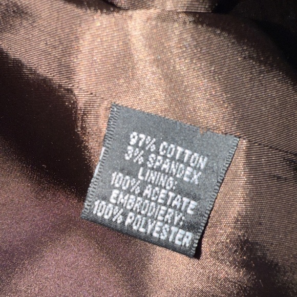 Linda Allard Ellen Tracy Brown/White Floral Embroidered Open Front Boho Jacket - Picture 7 of 7